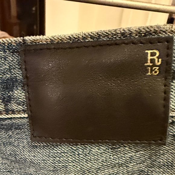 R13 Distressed Blue Crossover Jeans - Picture 2 of 3